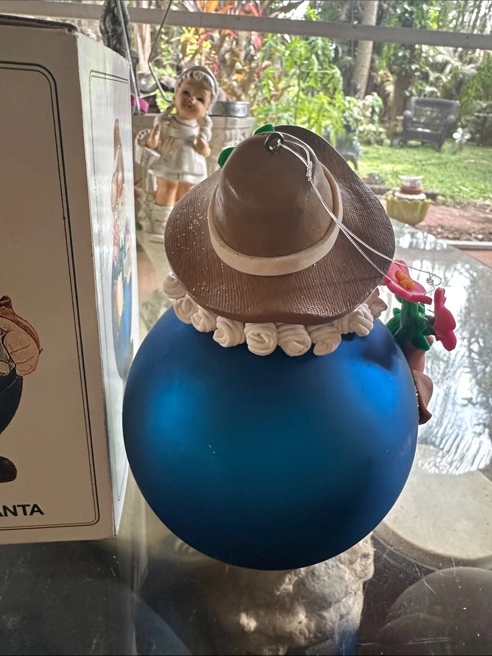 Gardener Santa Ornament in Blue
